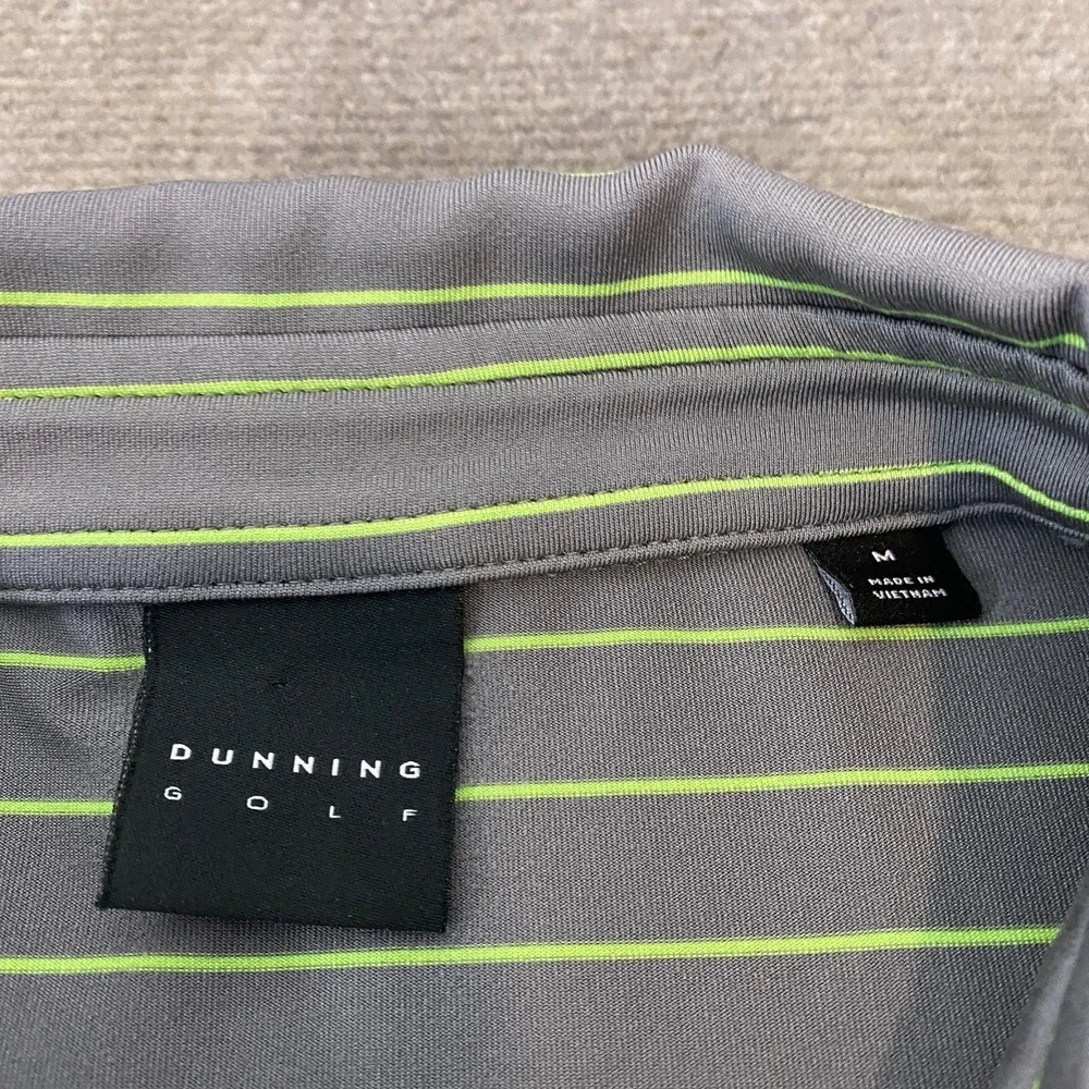 Dunning Golf Polo Shirt Mens Medium Gray Green Stripe Dallas National Golf Club - Picture 5 of 10